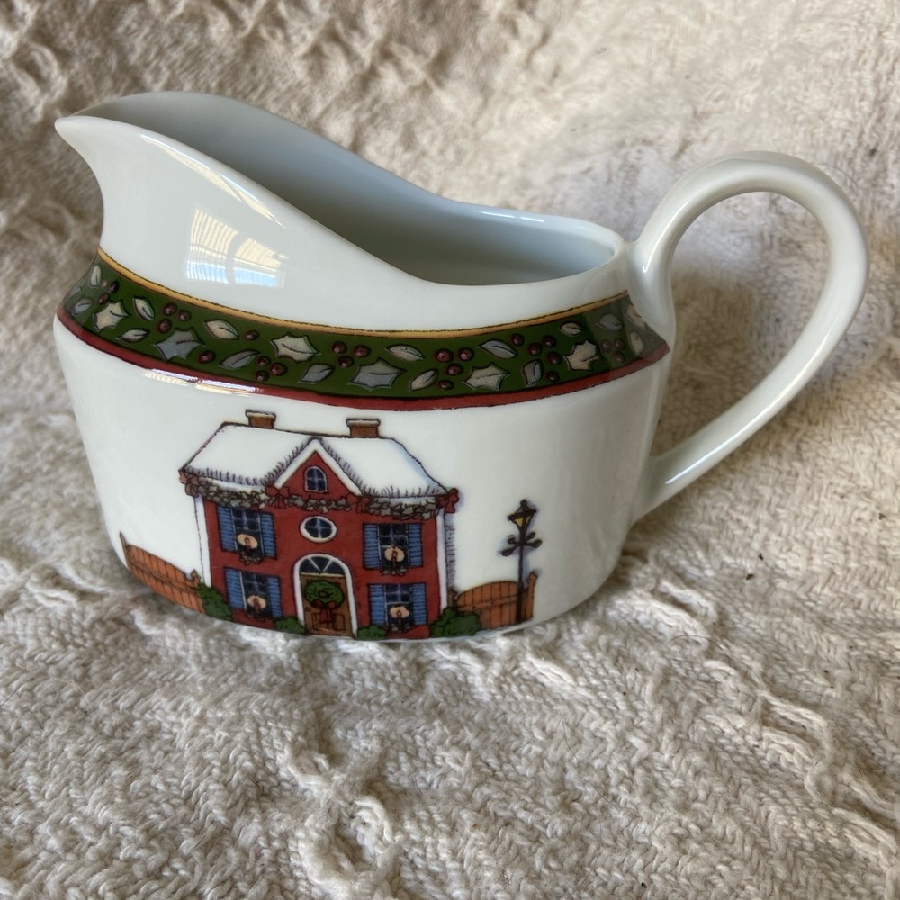 Christmas Stoneware milk pitcher by International China Company